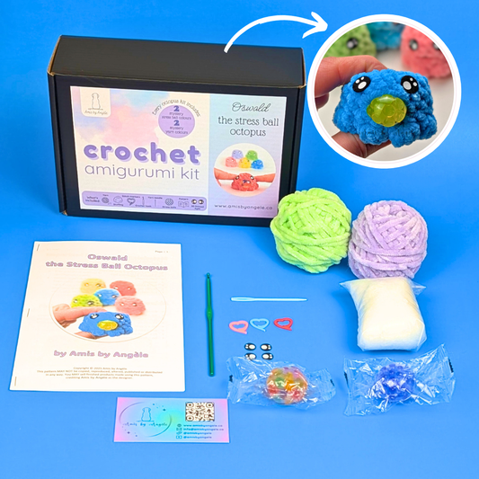 Stress Ball Octopus Crochet Kit - DIY Amigurumi Plush - Beginner‑Friendly Craft Set - Everything included