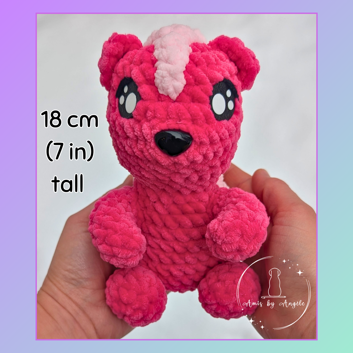 Poppy the Pink Skunk - Crocheted Stuffed Animal
