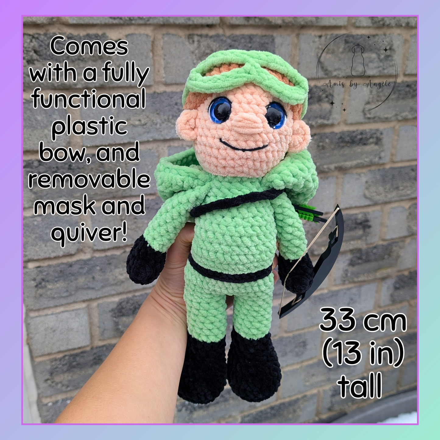 Emerald Archer - Crocheted stuffed animal - Crocheted plushie