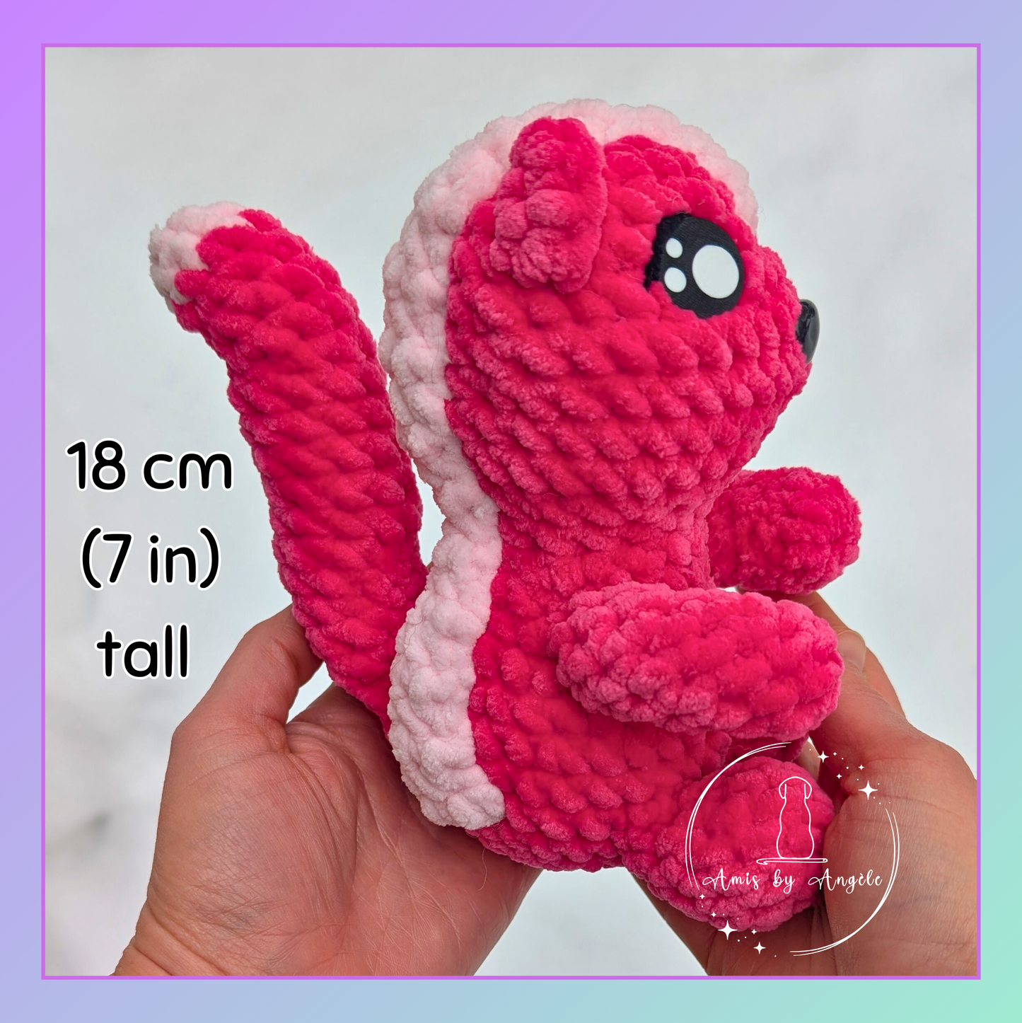 Poppy the Pink Skunk - Crocheted Stuffed Animal