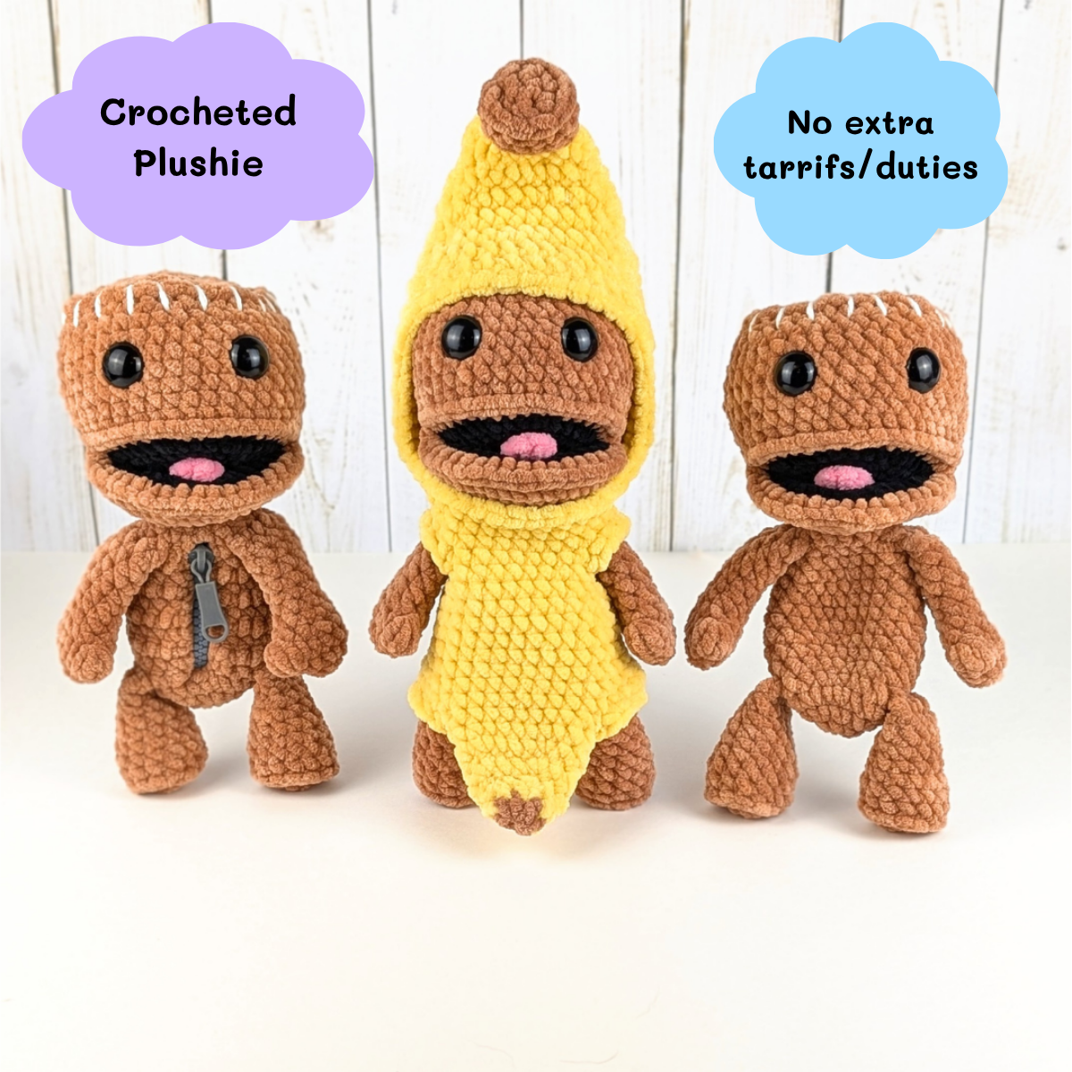 Banana Pocket Boy Crocheted Stuffed Animal - Comes with removable banana costume