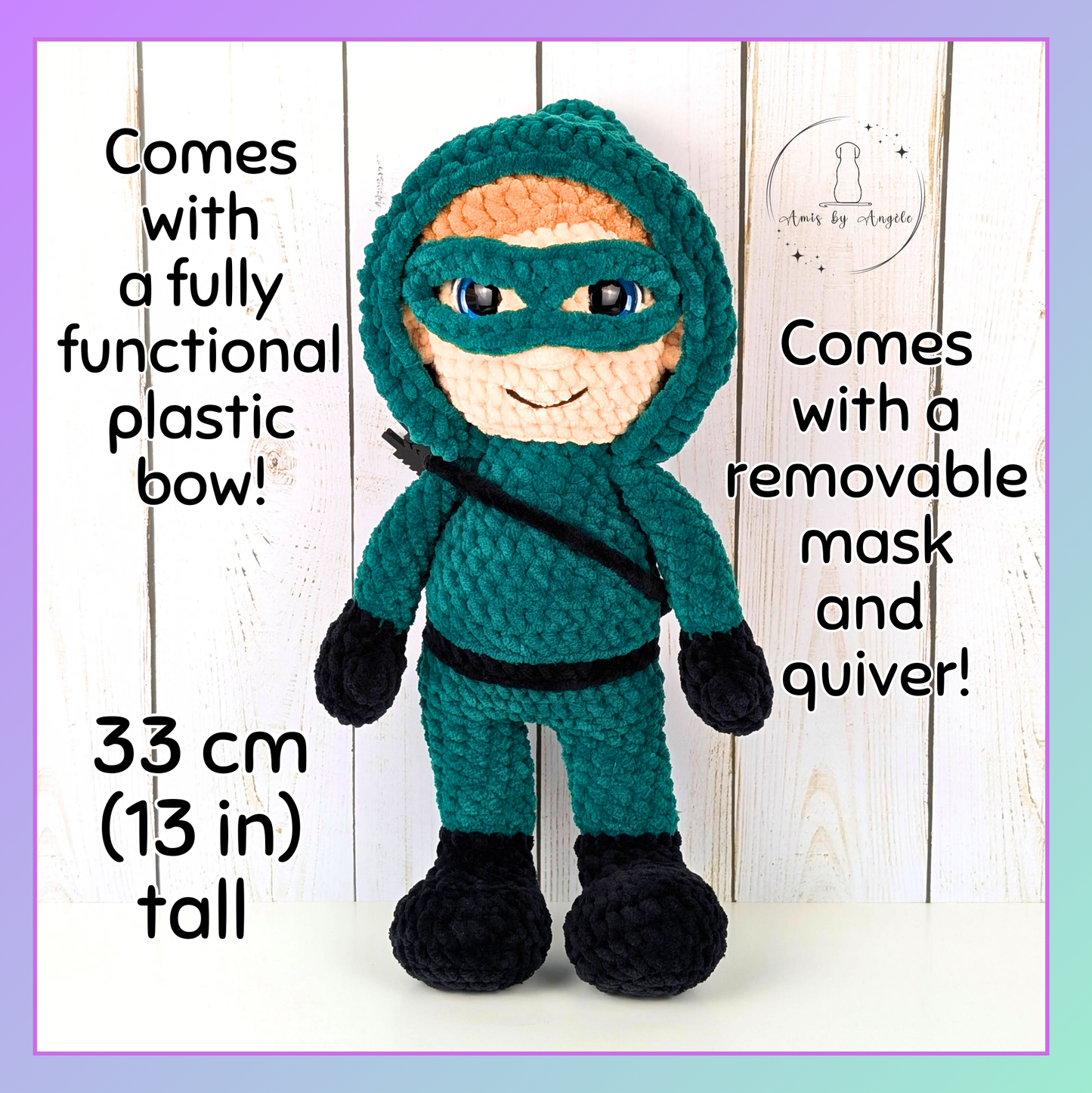 Emerald Archer - Crocheted stuffed animal - Crocheted plushie