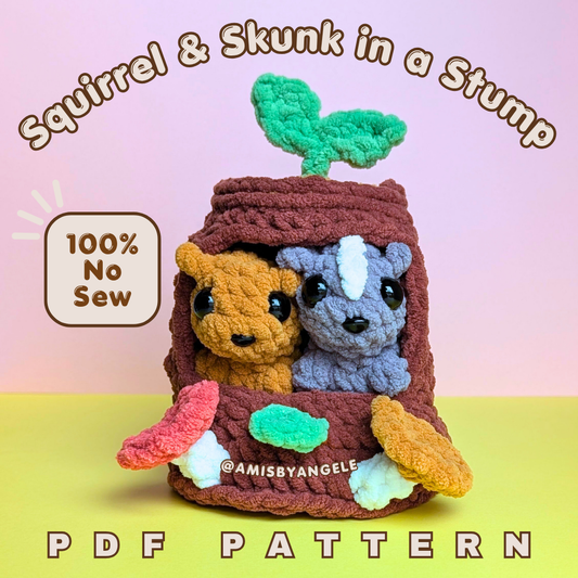 Pattern - Squirrel and Skunk in a Stump (No-Sew)