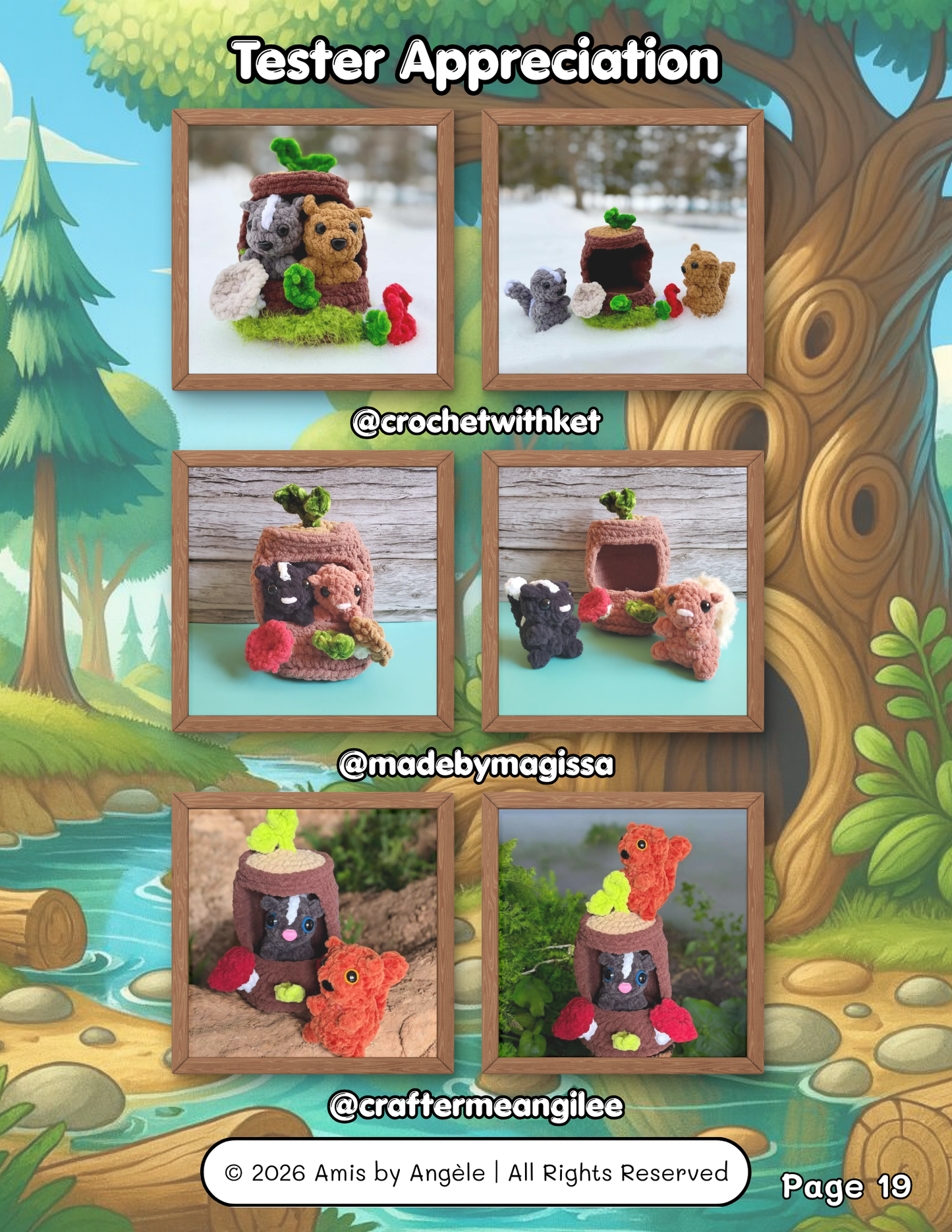 Pattern - Squirrel and Skunk in a Stump (No-Sew)